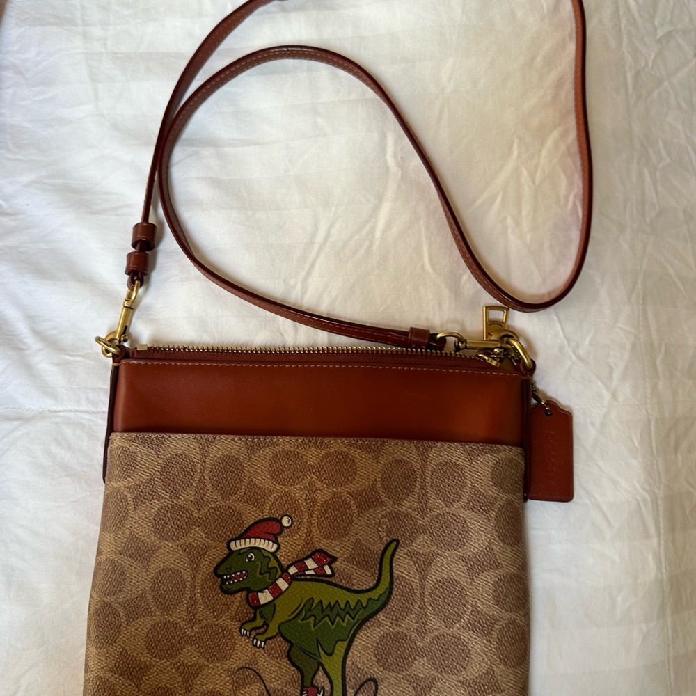 Coach Brown Leather Bag with Gold Accents